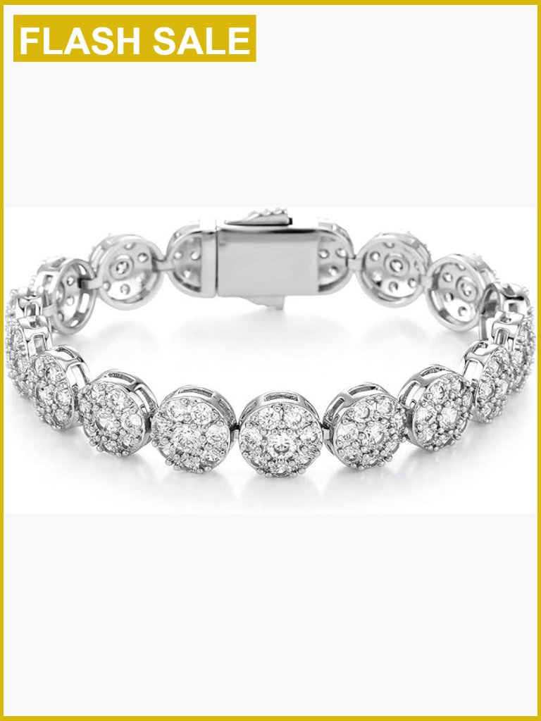 14k Gold Plated 10mm Iced Out Cz Link Tennis Bracelet Unisex